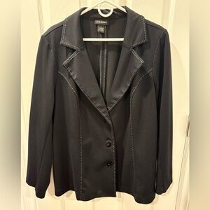 Lane Bryant Size 24 Black Blazer with White Contrast Stitching